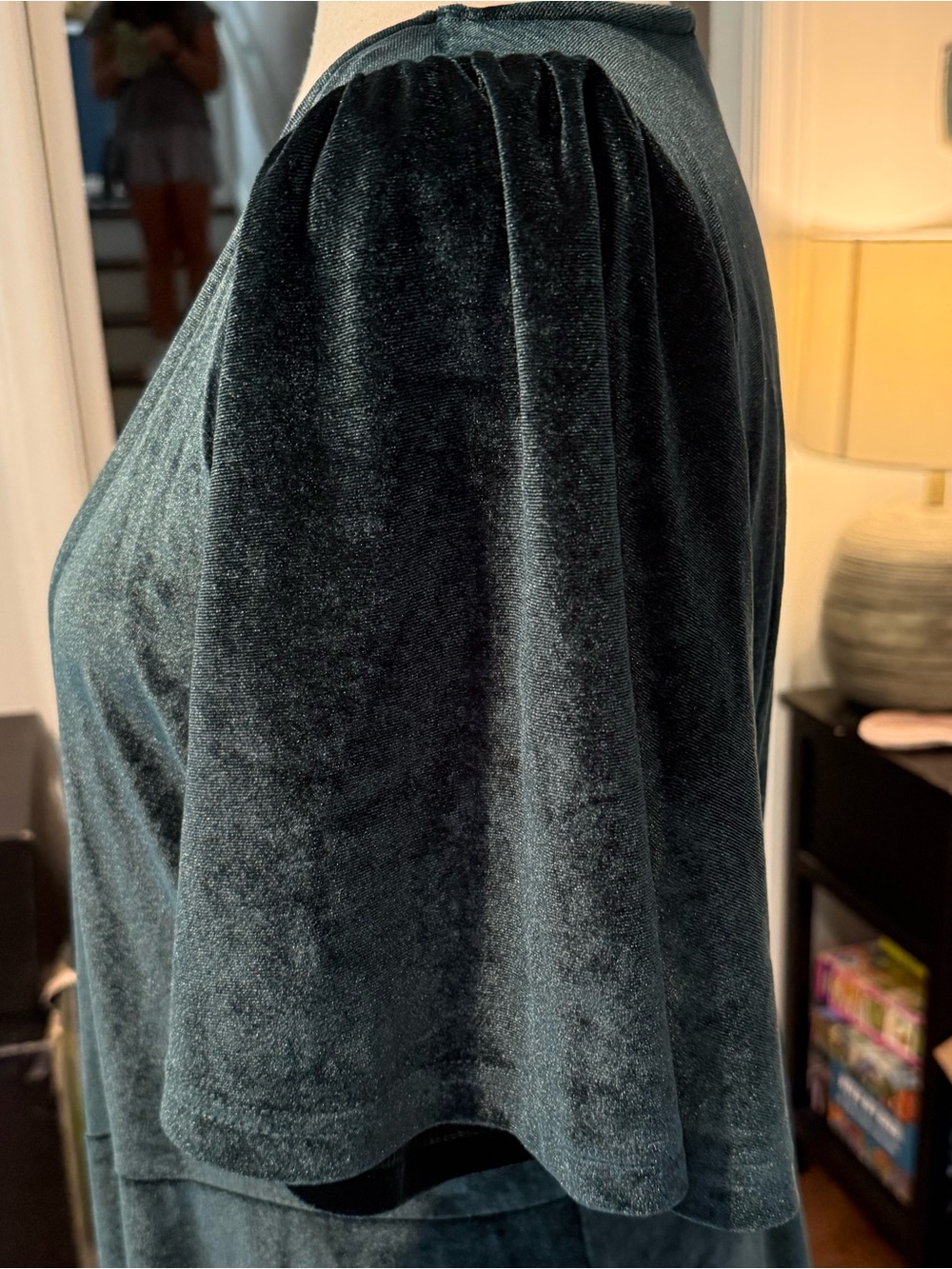 Baltic Born Teal Velvet Plunging Open Front Maxi Gown Dress Medium - Picture 6 of 9
